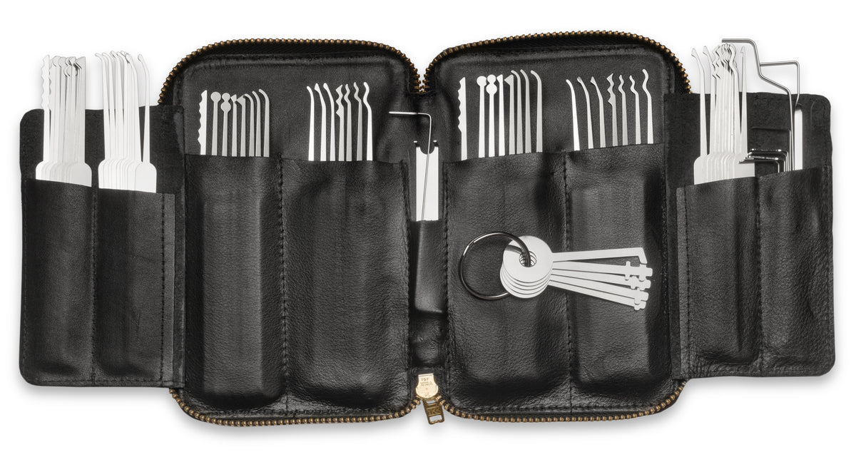 LeatherLined Zippered Deluxe Lock Pick Case C6010C