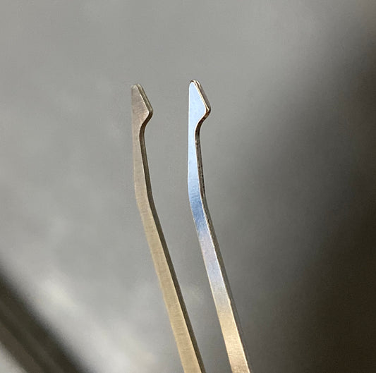 The SouthOrd Offset Diamond (Deforest) Lock Pick, before and after polishing 