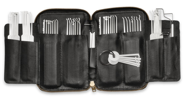 Leather-Lined Zippered Deluxe Lock Pick Case - C-6010C