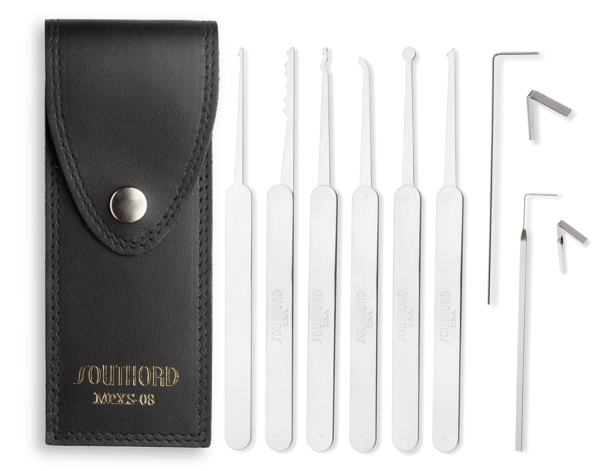 Eight-Piece Lock Pick Set with Metal Handles - MPXS-08